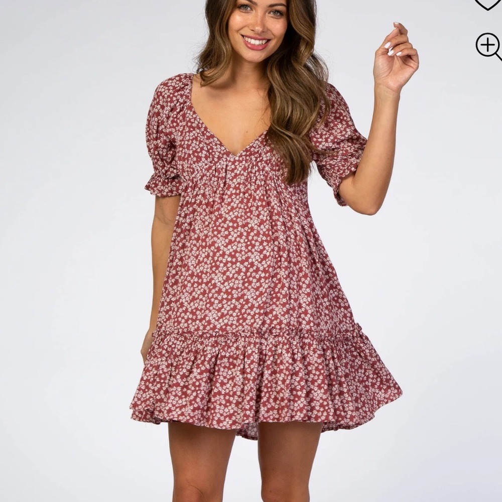 Floral maternity mini dress pink blush